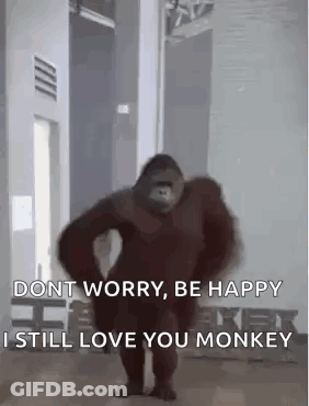 Gorilla Says Don't Worry Be Happy Still Love You GIF