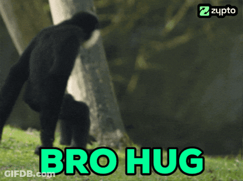 Gorilla Standing Next To Tree With Bro Hug GIF