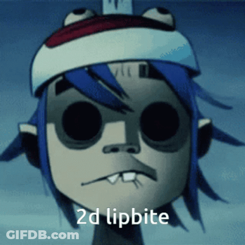 Gorillaz 2D Lip Bite GIF