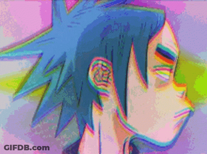 Gorillaz 2D Nodding Head Glitch GIF