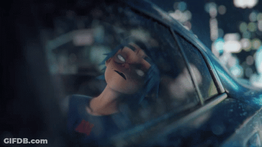 Gorillaz Inside Car Sleeping GIF