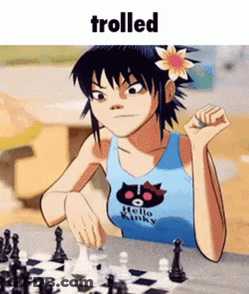 Gorillaz Noodle Playing Chess Trolled GIF
