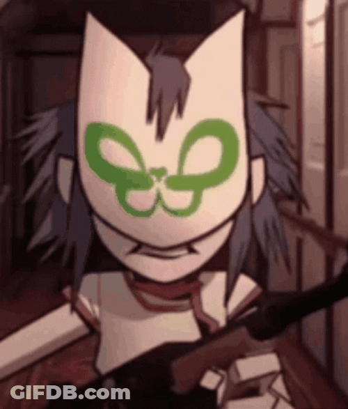 Gorillaz With Mask Holding Gun GIF