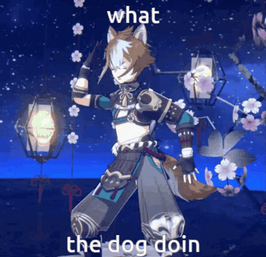 Gorou Genshin Dancing Under Cherry Blossom GIF