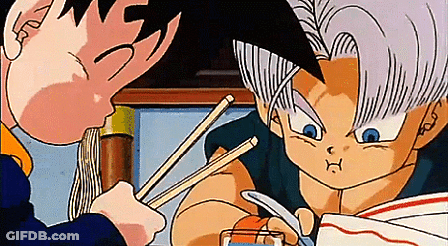 Goten And Trunks Eating Together GIF