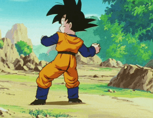Goten Throwing Stone GIF