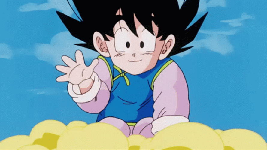 Goten Waving While Floating GIF