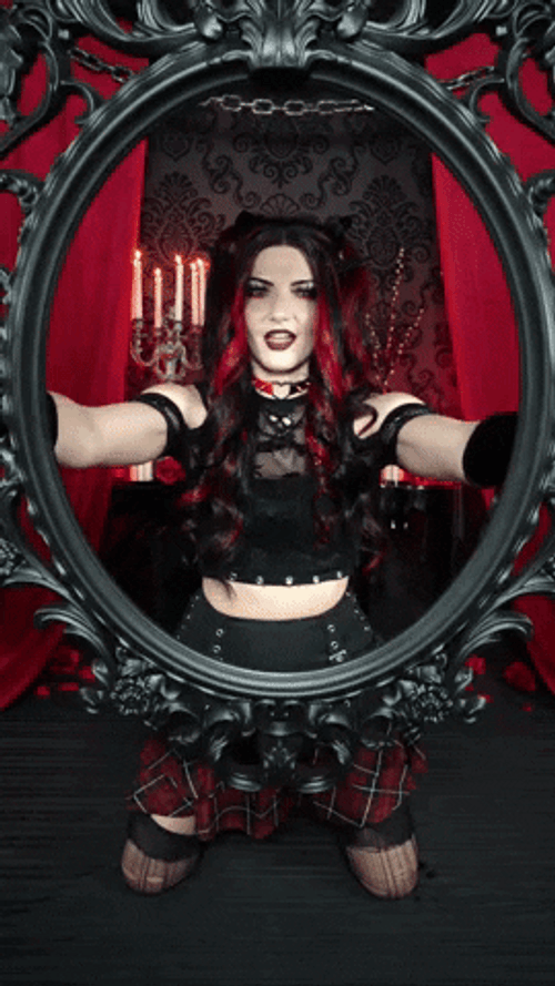 Goth Girl Black And Red Frame Transitions GIF