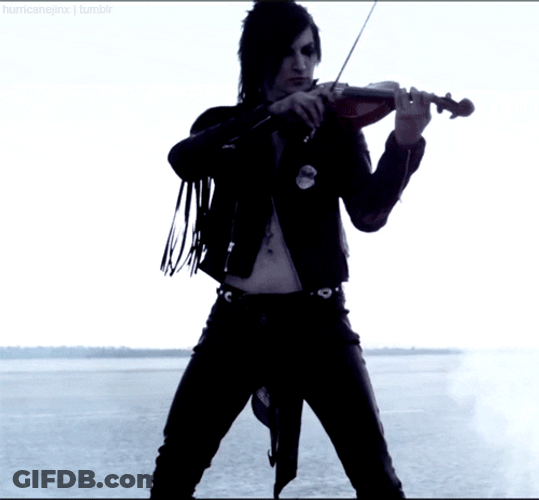 Goth Playing Violin By The Lake GIF