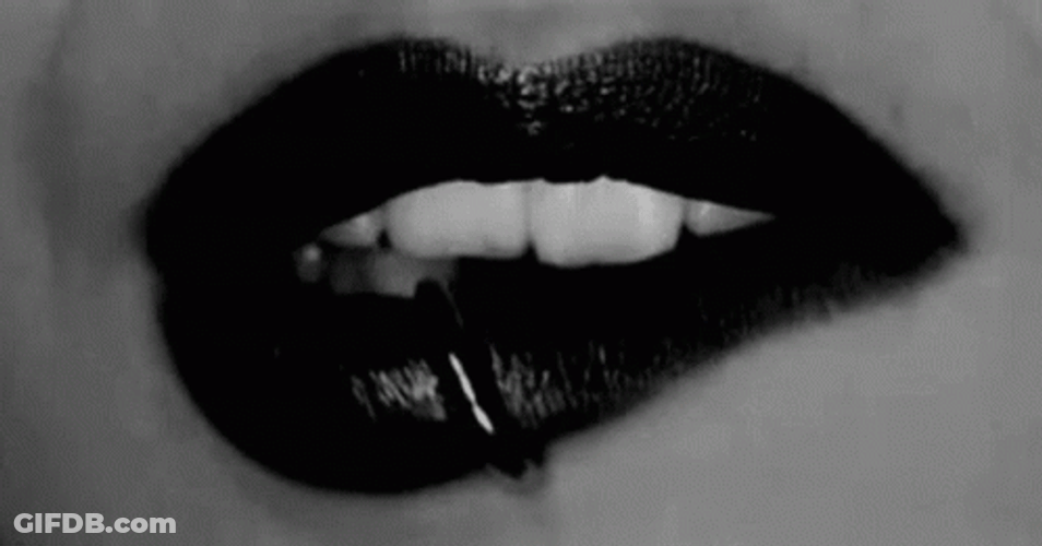 Gothic Biting Ring Lip Close Up GIF