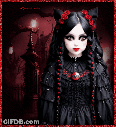 Gothic Girl With Marikocreation Text GIF