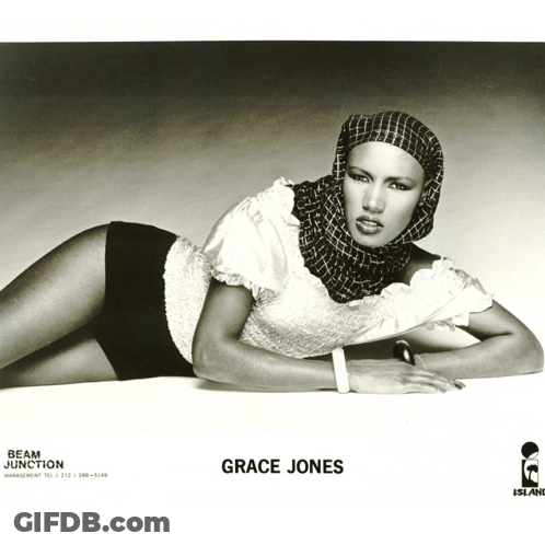 Grace Jones Lying On Floor GIF