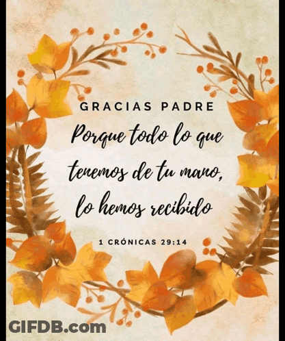 Gracias Padre Porque Todo Lo Que Tenemos De Tu Mano Lo Hemos Recibido Is Written In Spanish GIF