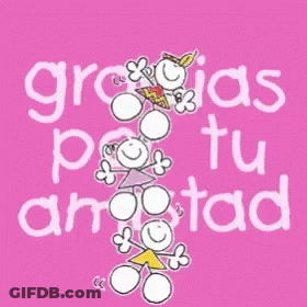 Gracias Por Tu Amistad Pink Background GIF