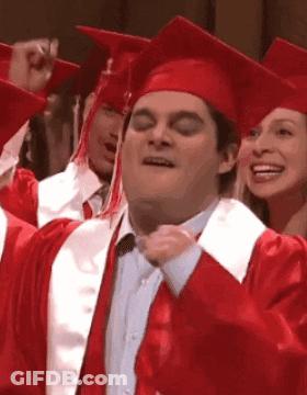 Graduates In Red Caps And Gowns Celebrating GIF