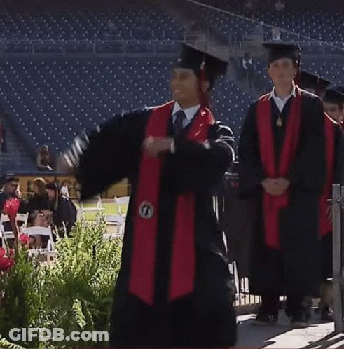 Graduates Standing In Front Of Pet Sign GIF