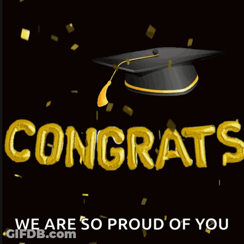 Graduation Cap And Confetti Congratulations Card GIF