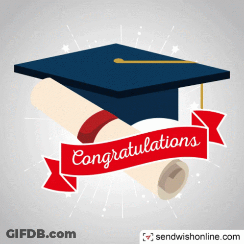 Graduation Cap And Scroll Congratulations Card GIF