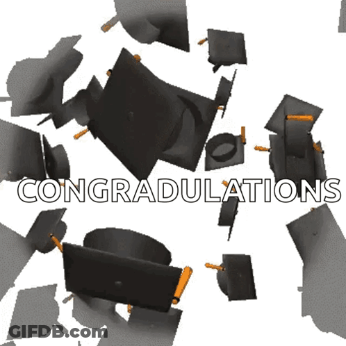 Graduation Caps Falling Congratulations GIF