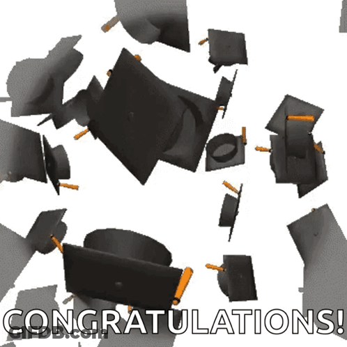 Graduation Caps Falling With Congratulations GIF