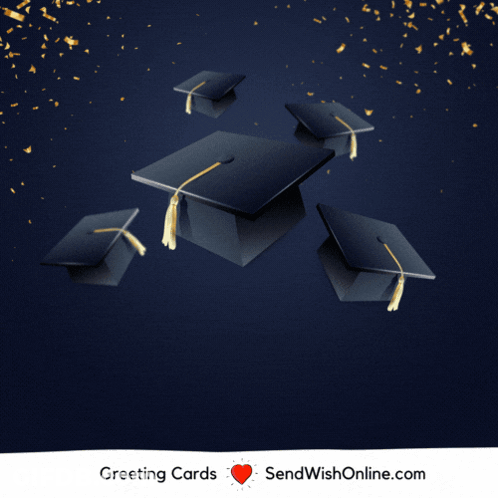 Graduation Congratulations Card With Caps And Confetti GIF
