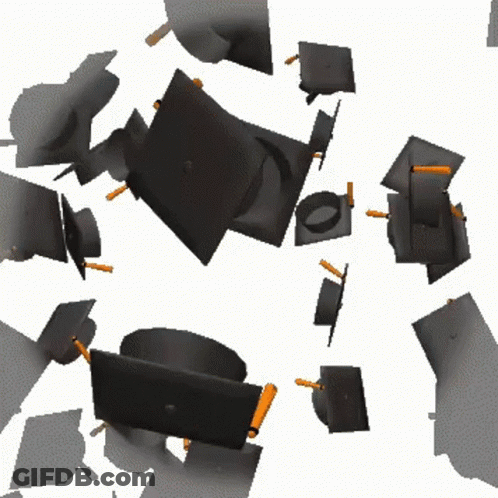 Graduation Hats Falling GIF