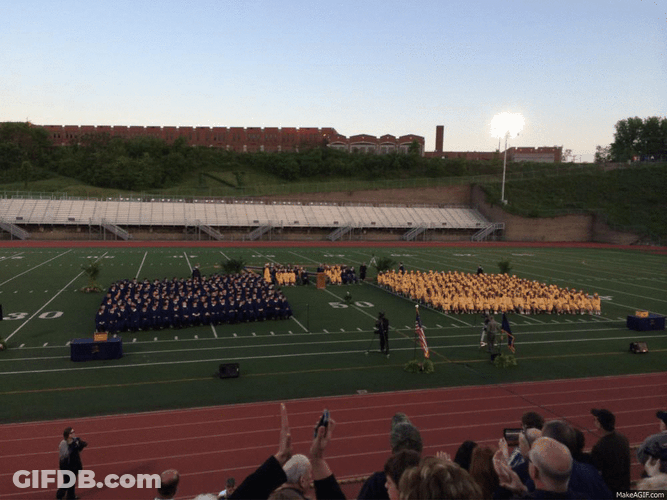 Graduation In Football Field GIF