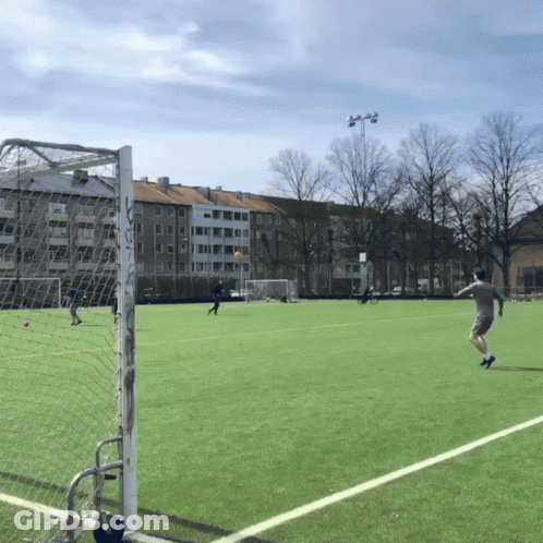 Graffiti Goal Post On Soccer Field GIF