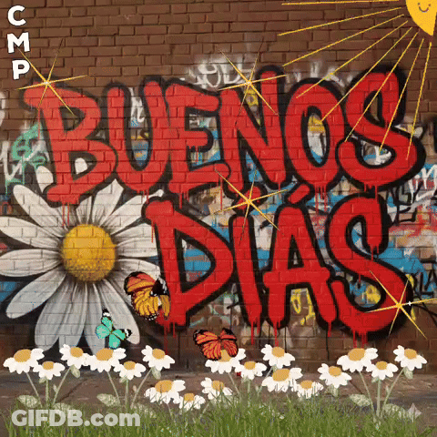 Graffiti On A Brick Wall Says Buenos Dias GIF