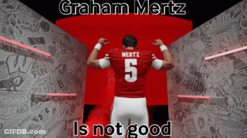 Graham Mertz In Red Jersey Number 5 GIF
