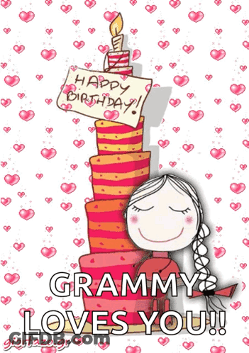 Grammy Loves You Birthday Card GIF