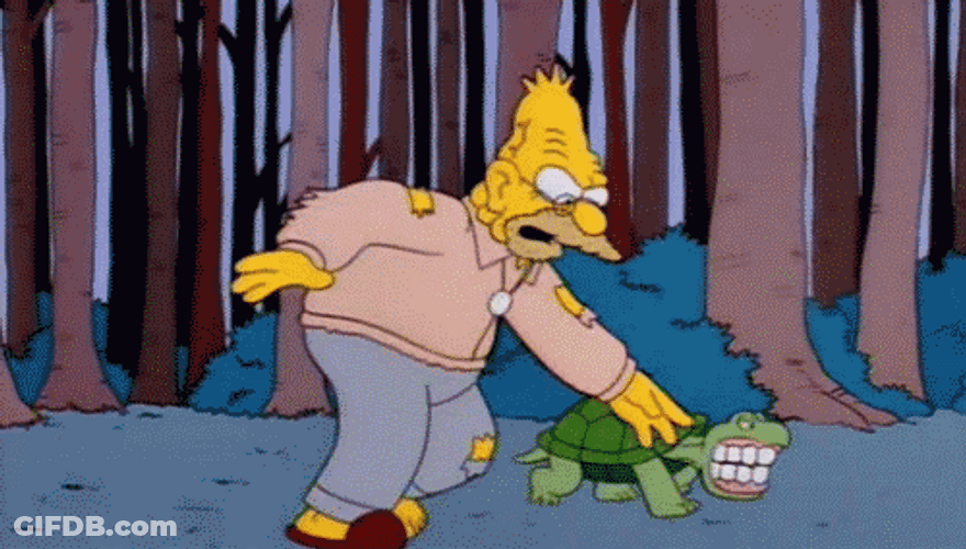 Grampa Simpson British Teeth Chase GIF