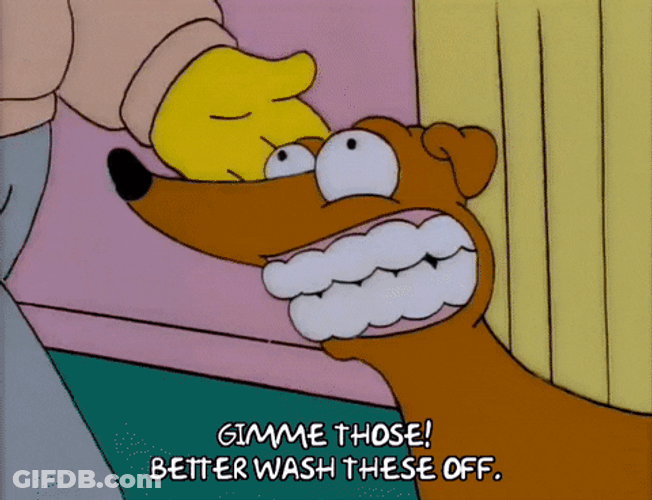 Grampa Simpson British Teeth Wash Off GIF