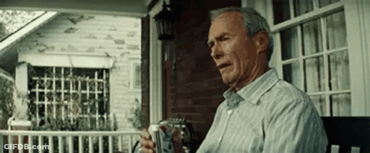 Gran Torino Clint Eastwood Drinking Beer GIF
