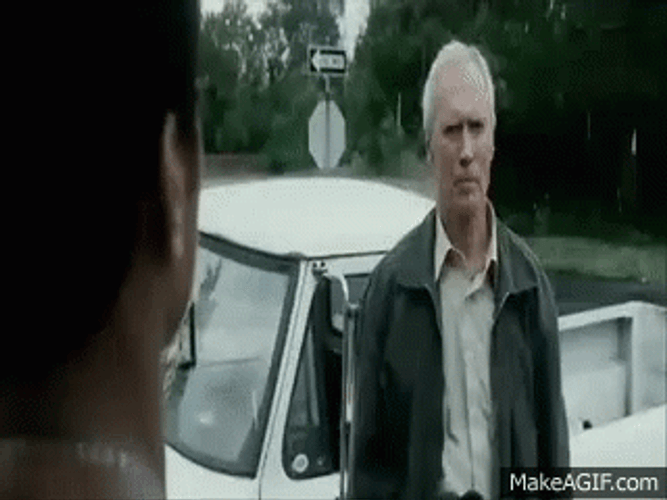 Gran Torino Clint Eastwood Spitting On The Ground GIF