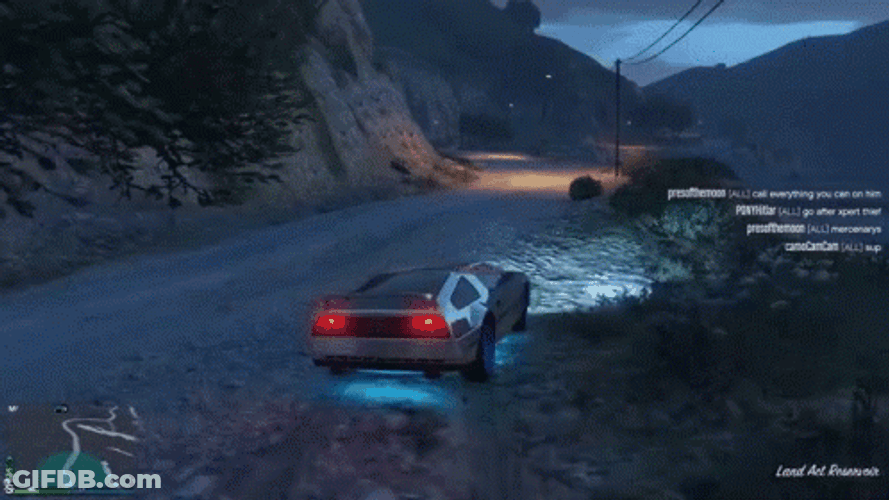 Grand Theft Auto V Car Flying At Night GIF