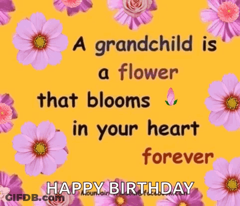 Grandchild Flower Blooms In Heart Forever Happy Birthday GIF