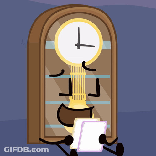 Grandfather Clock Holding Card GIF