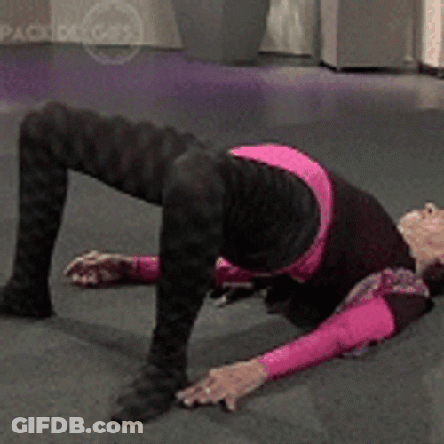 Grandma Back Stretch On Floor GIF