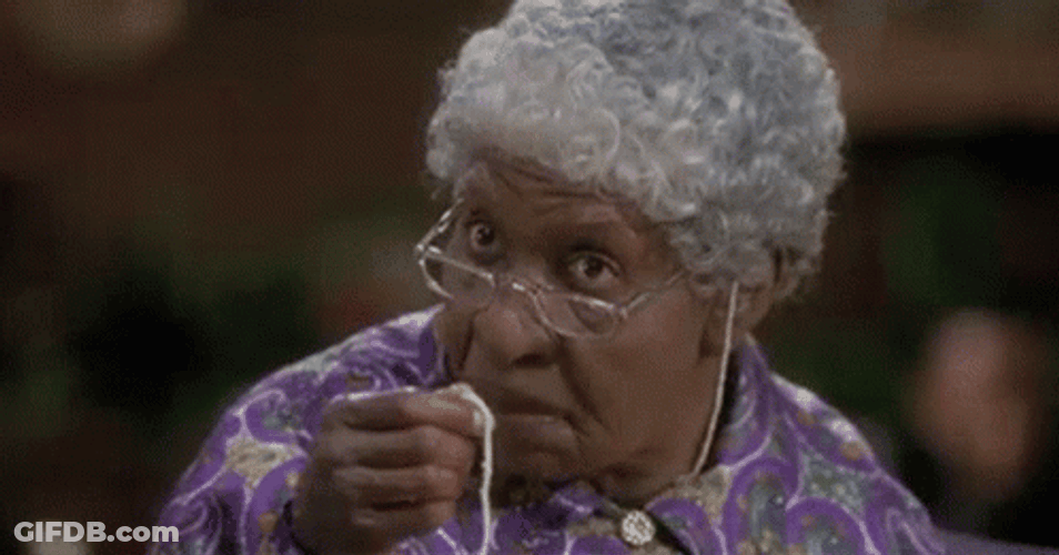 Grandma Checks The Noodle GIF