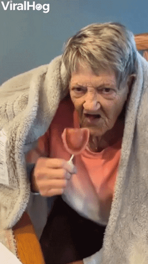 Grandma Dentures Sticks Lollipop No Teeth GIF