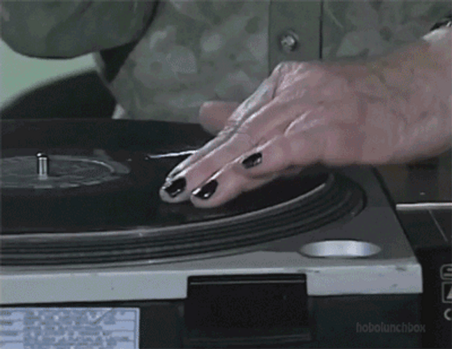 Grandma DJ Spinning Record GIF