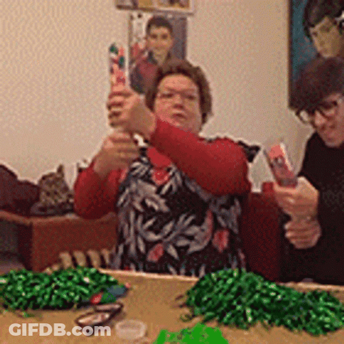 Grandma Pop The Confetti Cannon GIF