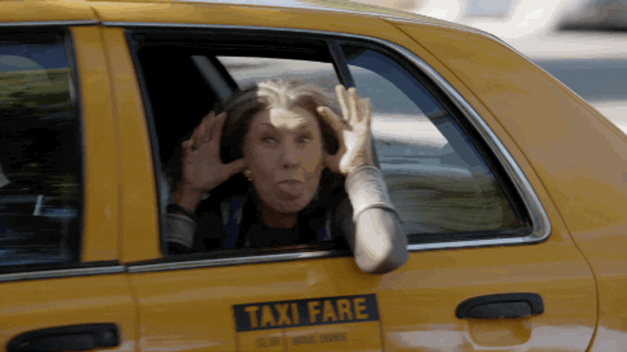 Grandma Stick Tongue Out On Cab GIF