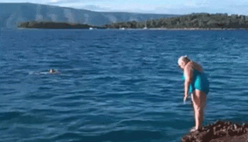 Grandma Swimming Day GIF