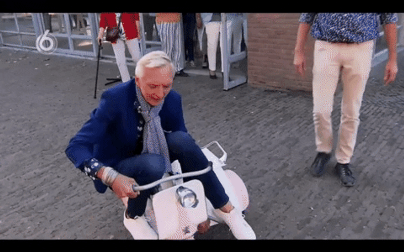 Grandpa Riding Mini Scooter GIF