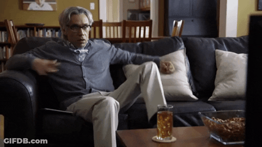 Grandpa Scared While Watching TV GIF