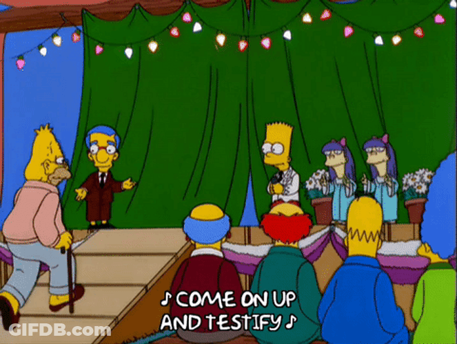 Grandpa Simpson Coming Up On Stage To Testify GIF