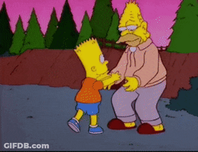 Grandpa Simpson Happily Hugging Bart Simpson GIF