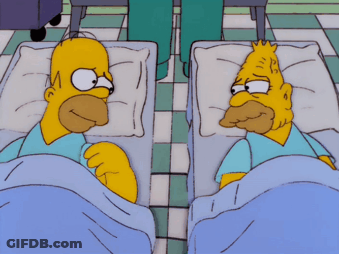 Grandpa Simpson Holding Hands With His Younger Self GIF